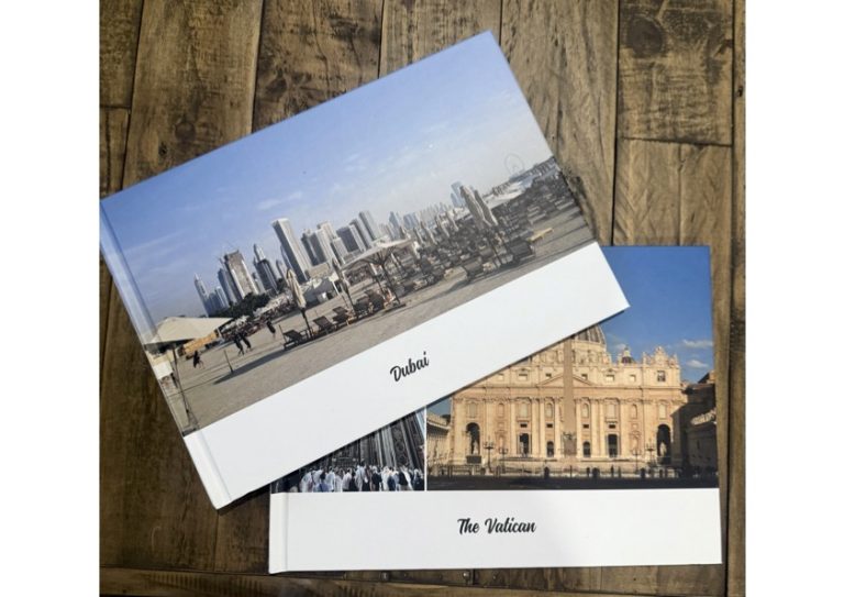 Two travel photo books created using Journi App titled Dubai and The Vatican