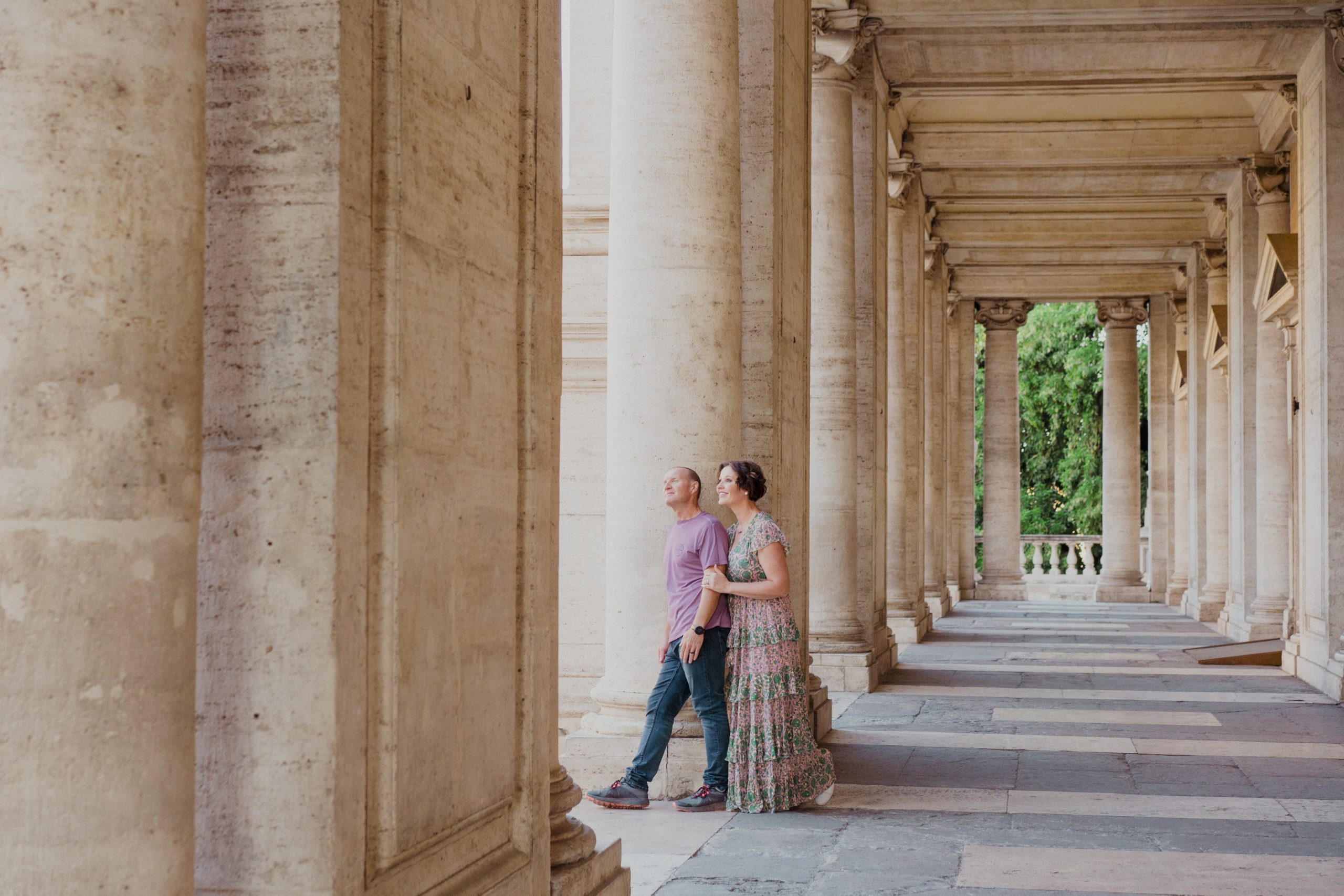 Couples portrait captured in the Roman Forum in Rome, Italy